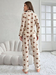 Women's Pajama Set with Bear Print Womens Lingerie - Nimall