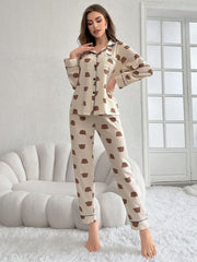 Women's Pajama Set with Bear Print Womens Lingerie - Nimall