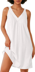 Women's Pleated V Neck Nightdress AL138 - Nimall