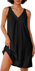 Women's Pleated V Neck Nightdress AL138 - Nimall