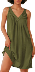 Women's Pleated V Neck Nightdress AL138 - Nimall