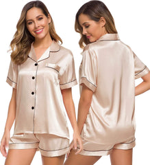 Women's Silk Satin Pajama Set Two - Piece Set AL137 - Nimall