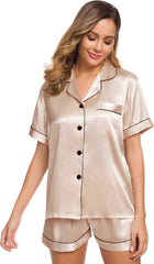 Women's Silk Satin Pajama Set Two - Piece Set AL137 - Nimall