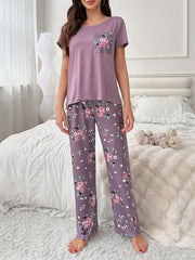 Women's Summer Floral Print Pajama Set Womens Lingerie - Nimall