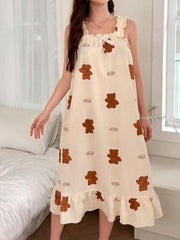 Women's Teddy Bear Bow Nightgown Womens Lingerie - Nimall