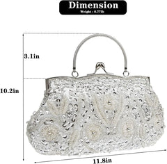 Women's Vintage Floral Rhinestone Embroidered Clutch AL272 - Nimall