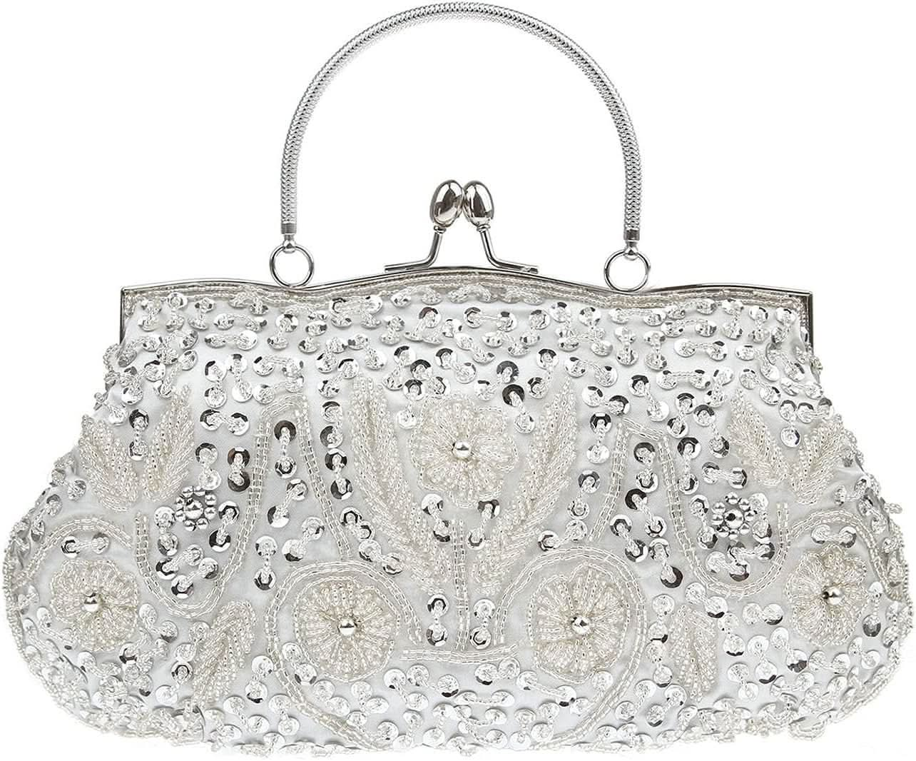 Women's Vintage Floral Rhinestone Embroidered Clutch AL272 - Nimall