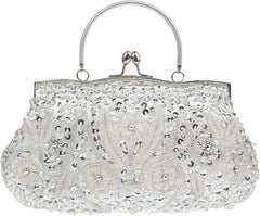 Women's Vintage Floral Rhinestone Embroidered Clutch AL272 - Nimall