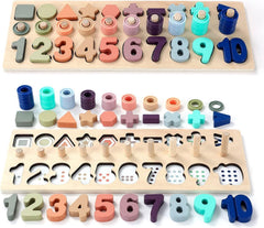 Wooden Montessori Toys for Kids Toddler Number Puzzles Sorter LK014