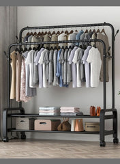 Black metal clothes hanger with wheels 110x55x150 cm,  NH012  AL170 - Nimall